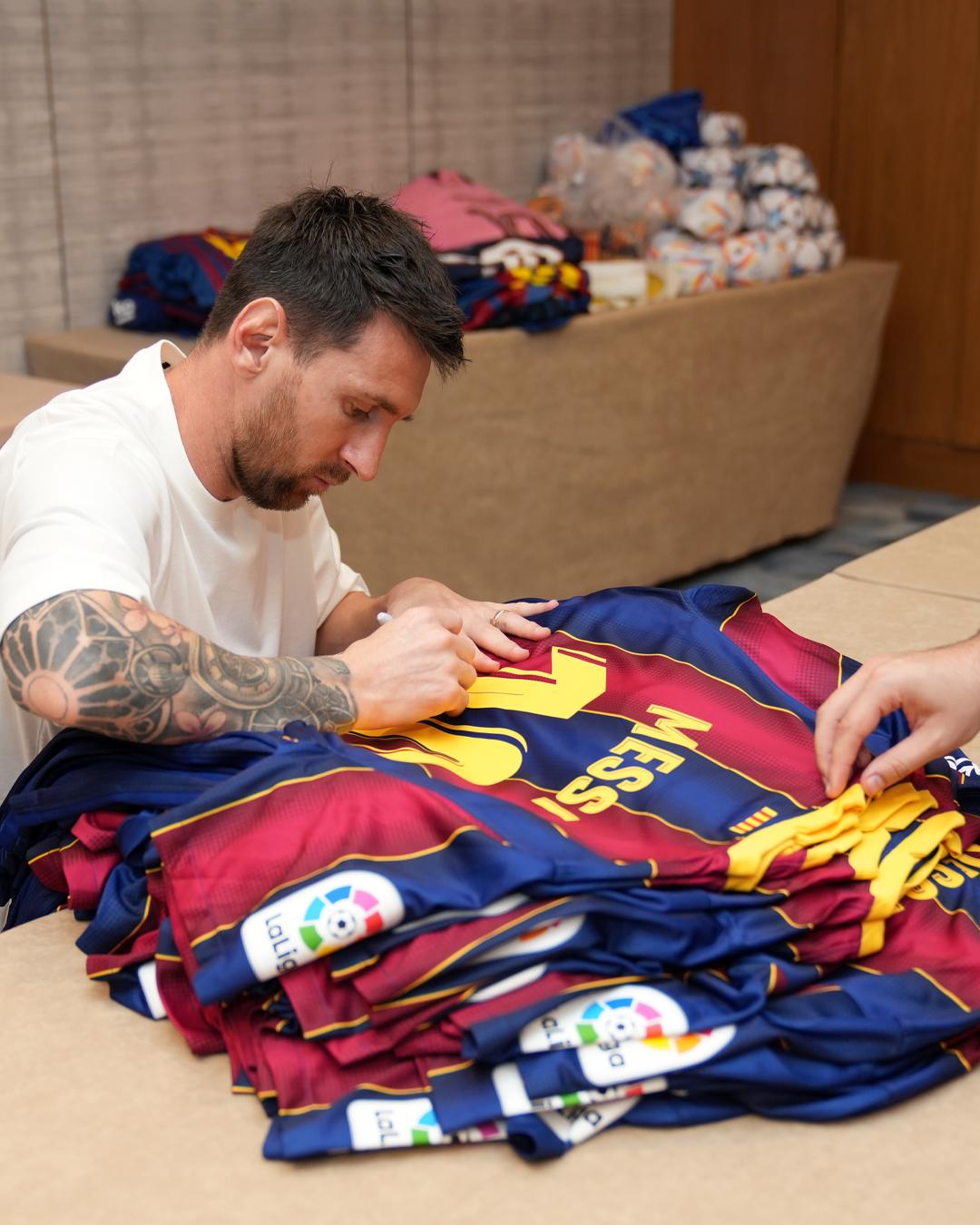 Lionel Messi at the exclusive Icons signing session